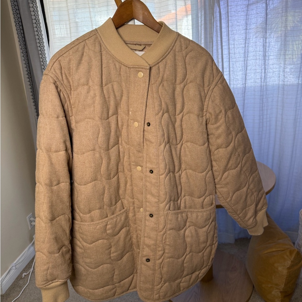 Madewell Camel Quilted Bomber Jacket